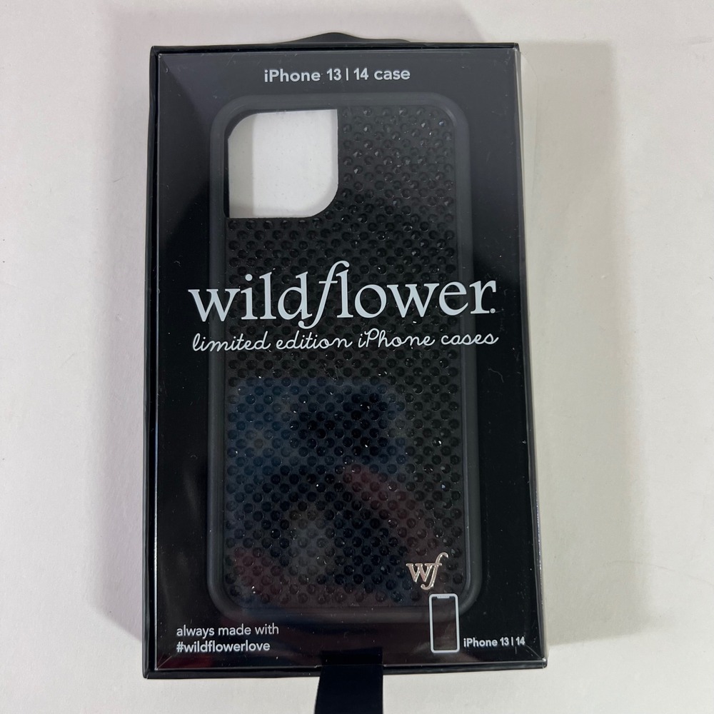 Wildflower Limited Edition iPhone 13 14 Case Black Studded Textured BRIN2014 NEW